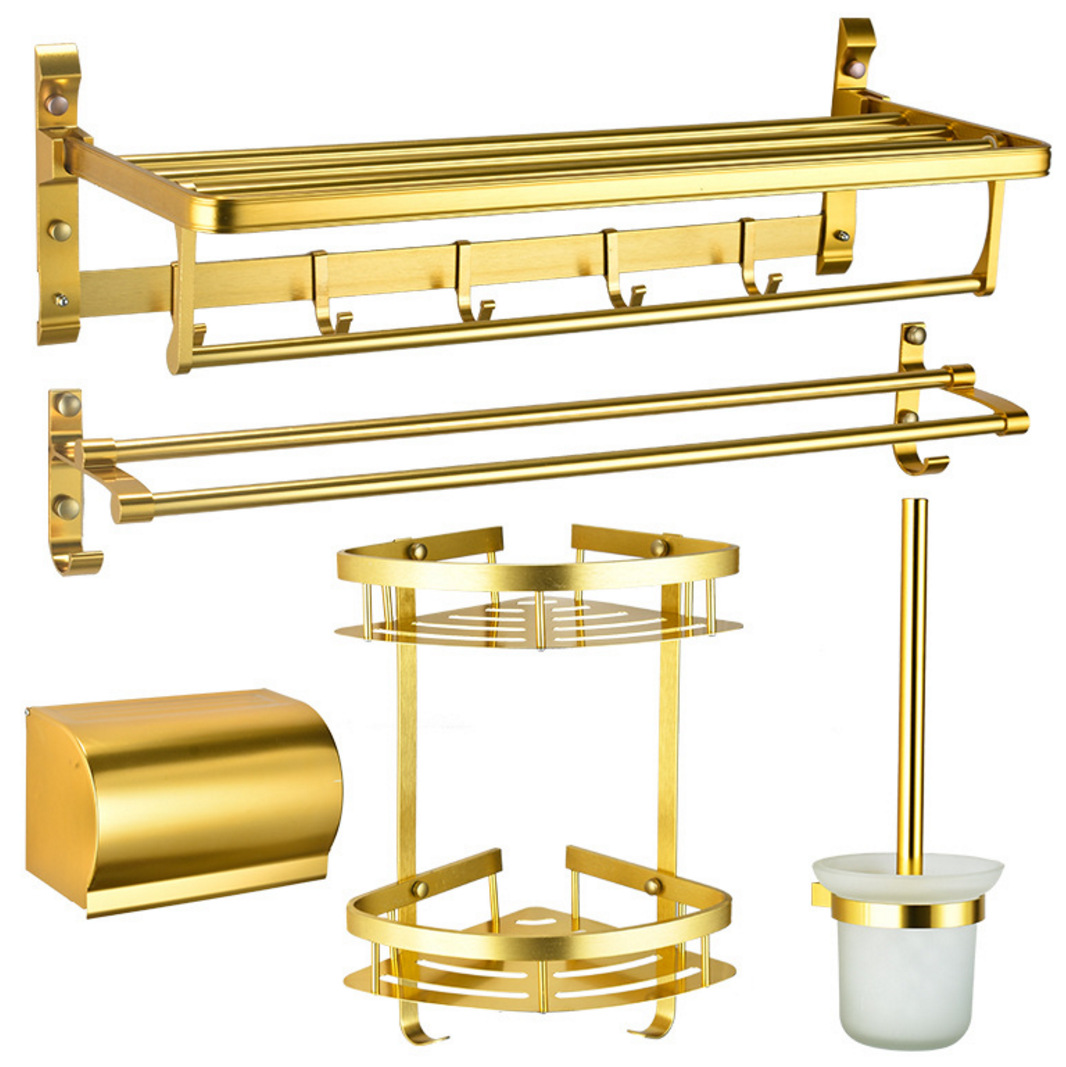 Bộ phụ kiện nhà tắm 5 món Inox mạ vàng-3062