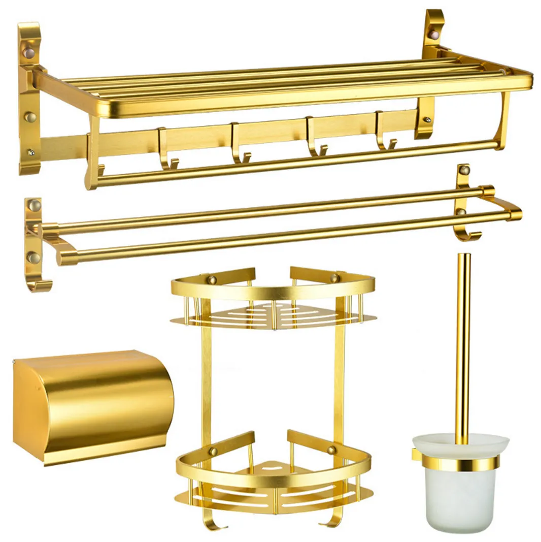 Bộ phụ kiện nhà tắm 5 món Inox mạ vàng-3062
